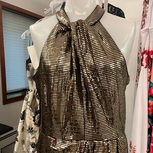 Julia Jordan Gold Halter Dress